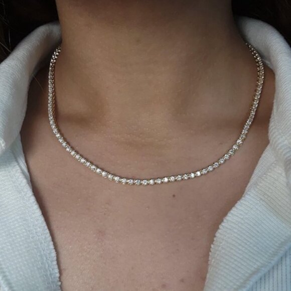 14Kt Gold 4 Ct Lab Grown Diamond Buttercup Tennis 16 inch Necklace - Picture 2 of 4